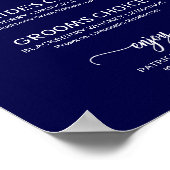 シグネチャードリンクエレガントネイビー結婚ブルーの看板 ポスター (角)