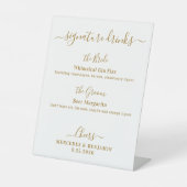 シグネチャードリンクエレガント結婚金ゴールドパーソナライズされたの種類 台座サイン (正面)