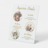 シグネチャードリンクエレガント金ゴールド結婚ペットの3枚の写真 台座サイン (正面)