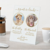 シグネチャードリンクカスタムズ写真金ゴールドペットズ結婚バー 台座サイン (インサイチュ)