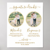 シグネチャードリンクカスタムズ写真金ゴールド結婚のバー ポスター (正面)