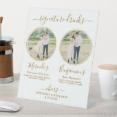 シグネチャードリンクカスタムズ写真金ゴールド結婚のバー 台座サイン (インサイチュ)