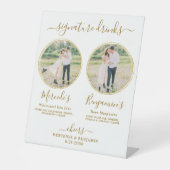 シグネチャードリンクカスタムズ写真金ゴールド結婚のバー 台座サイン (正面)