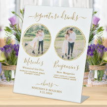 シグネチャードリンクカスタムズ写真金ゴールド結婚のバー