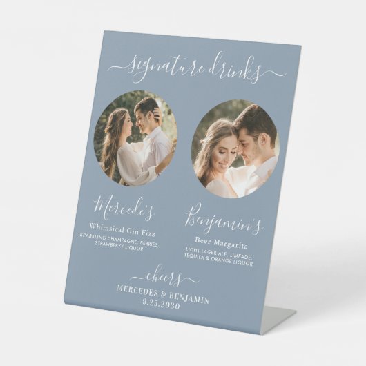 シグネチャードリンクカスタムフォトダスティブルー結婚ズ 台座サイン (正面)
