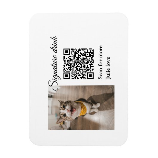 シグネチャードリンクスキャンQRコード追加ペットの写真名 マグネット (縦)