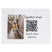 シグネチャードリンクスキャンQRコード追加ペットの写真名 ラージペーパーバッグ (裏面)