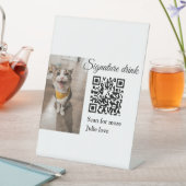 シグネチャードリンクスキャンQRコード追加ペットの写真名 台座サイン (インサイチュ)