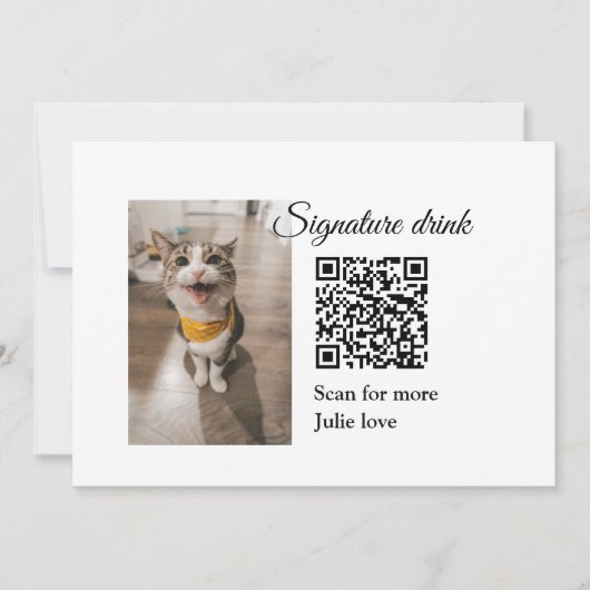 シグネチャードリンクスキャンQRコード追加ペットの写真名 招待状 (正面)