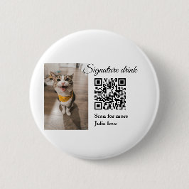 シグネチャードリンクスキャンQRコード追加ペットの写真名 缶バッジ
