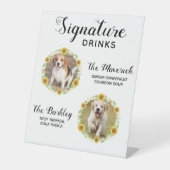 シグネチャードリンクスヒマワリ結婚ペットの写真のペデス 台座サイン (正面)