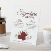 シグネチャードリンクズブルガンディーレッド赤面結婚バラ 台座サイン (インサイチュ)