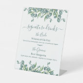 シグネチャードリンクパーソナライズされたユーカリ結婚ドリンク 台座サイン (正面)