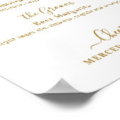 シグネチャードリンクパーソナライズされた金ゴールド結婚のバー ポスター (角)