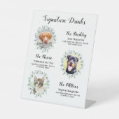 シグネチャードリンクパーソナライズされた3フォトペット結婚ズ 台座サイン (正面)