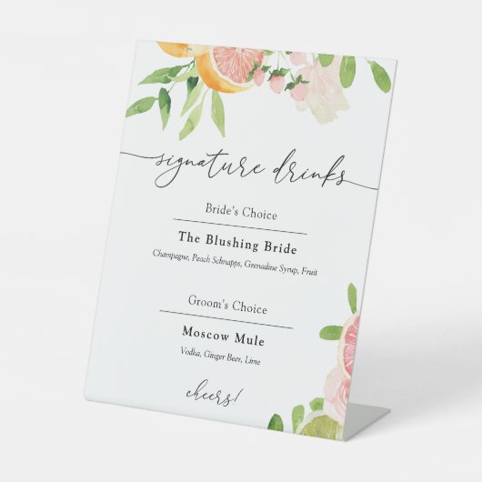 シグネチャードリンクピンクシトラスフルーツサイン 台座サイン (正面)