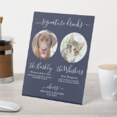 シグネチャードリンクペットドッグ結婚ズ写真ネイビーブルー 台座サイン (インサイチュ)