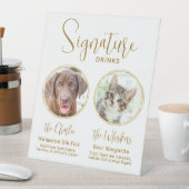 シグネチャードリンクペット結婚の金ゴールドアルコールバー 台座サイン (インサイチュ)