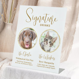 シグネチャードリンクペット結婚の金ゴールドアルコールバー 台座サイン