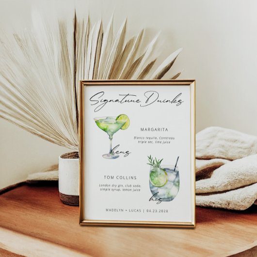 シグネチャードリンクモダン白黒 ポスター