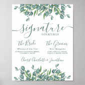 シグネチャードリンクユーカリパーソナライズされた結婚ズ ポスター (正面)
