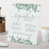 シグネチャードリンクユーカリパーソナライズされた結婚ズ 台座サイン (インサイチュ)