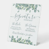 シグネチャードリンクユーカリパーソナライズされた結婚ズ 台座サイン (正面)