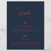 シグネチャードリンク深いブルーブラック&レッド結婚ズメニュー (正面)