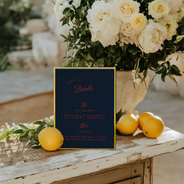 シグネチャードリンク深いブルーブラック&レッド結婚ズメニュー