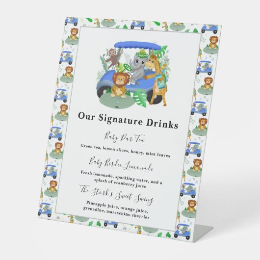 シグネチャードリンク男の赤ちゃんゾウ&モンキーゴルフ 台座サイン (正面)