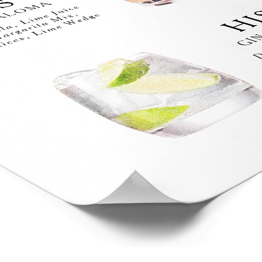 シグネチャードリンク結婚のカクテルメニューポスター ポスター (角)