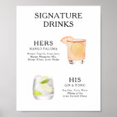 シグネチャードリンク結婚のカクテルメニューポスター ポスター (正面)