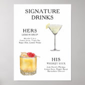シグネチャードリンク結婚のカクテルメニューポスター ポスター (正面)
