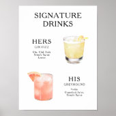 シグネチャードリンク結婚のカクテルメニューポスター ポスター (正面)