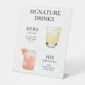 シグネチャードリンク結婚のカクテルメニューポスター 台座サイン (正面)
