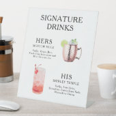シグネチャードリンク結婚のカクテルメニューポスター 台座サイン (インサイチュ)