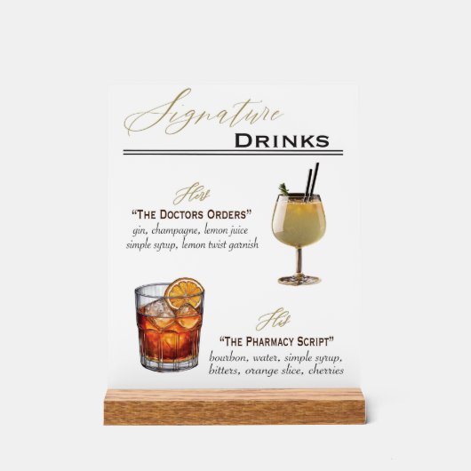 シグネチャードリンク結婚のサインアクリル アクリルサイン (正面)