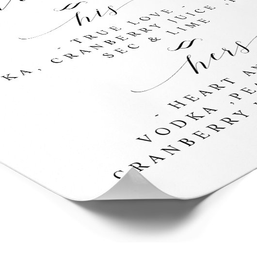 シグネチャードリンク結婚カクテルのバーメニュー記号 ポスター (角)