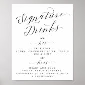 シグネチャードリンク結婚カクテルのバーメニュー記号 ポスター (正面)