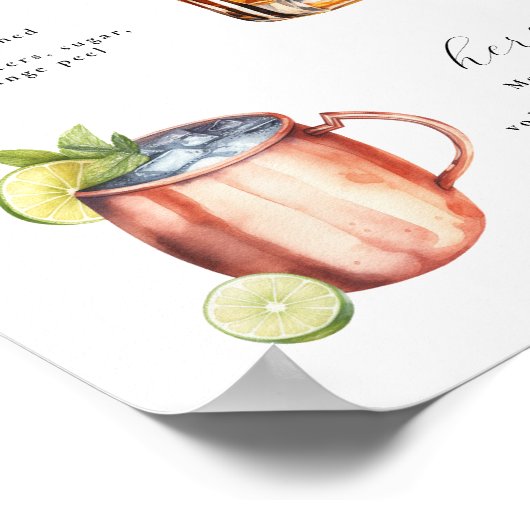 シグネチャードリンク結婚ズカクテルポスター ポスター (角)