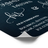 シグネチャードリンク結婚ズワインフラワーネイビーサイン ポスター (角)