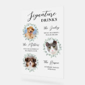 シグネチャードリンク結婚ペットの3フォトカクテル アクリルサイン (傾斜)