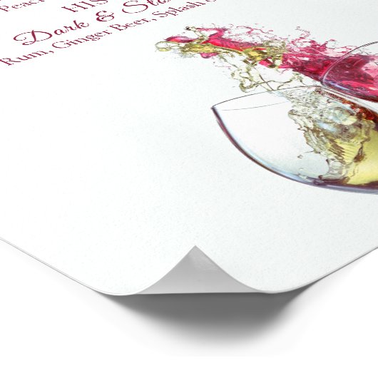 シグネチャードリンク赤と白ワインダン結婚ス ポスター (角)