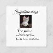 シグネチャードリンク追加ペットの写真名日付文字 スクエア名刺 (裏面)