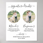 シグネチャードリンク エレガント カスタム フォト ウェディング バー ポスター (正面)