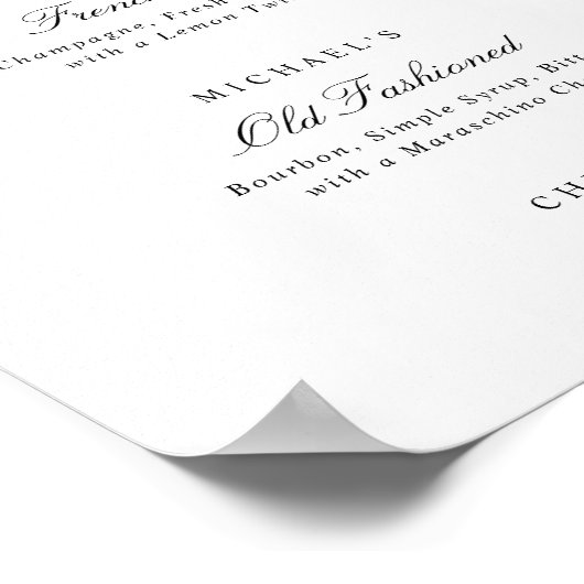 シグネチャードリンク エレガント シンプル ウェディング バー サイン (角)