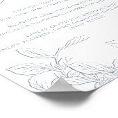 シグネチャードリンク モダン ヴィンテージ ブルー ウェディング ポスター (角)