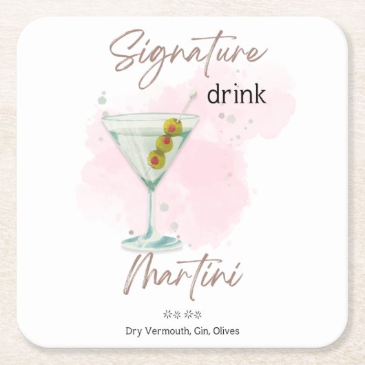 シグネチャードリンクMartini スクエアペーパーコースター (正面)