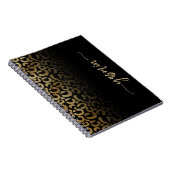 シグネチャーパーソナライズされたブラック金ゴールドヒョウの斑点 ノートブック (右側)