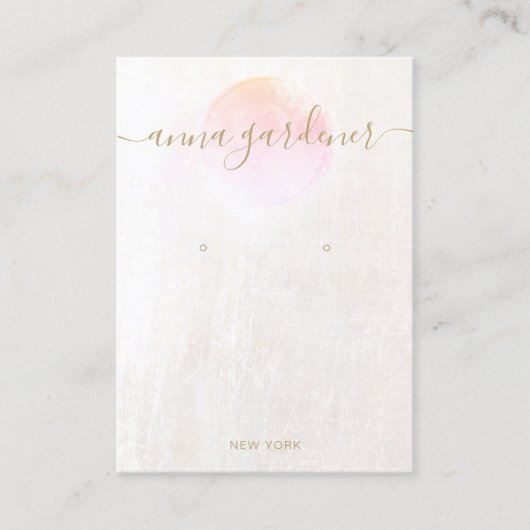 シグネチャーピンク水彩大理石イヤリングディスプレイ 名刺 (正面)